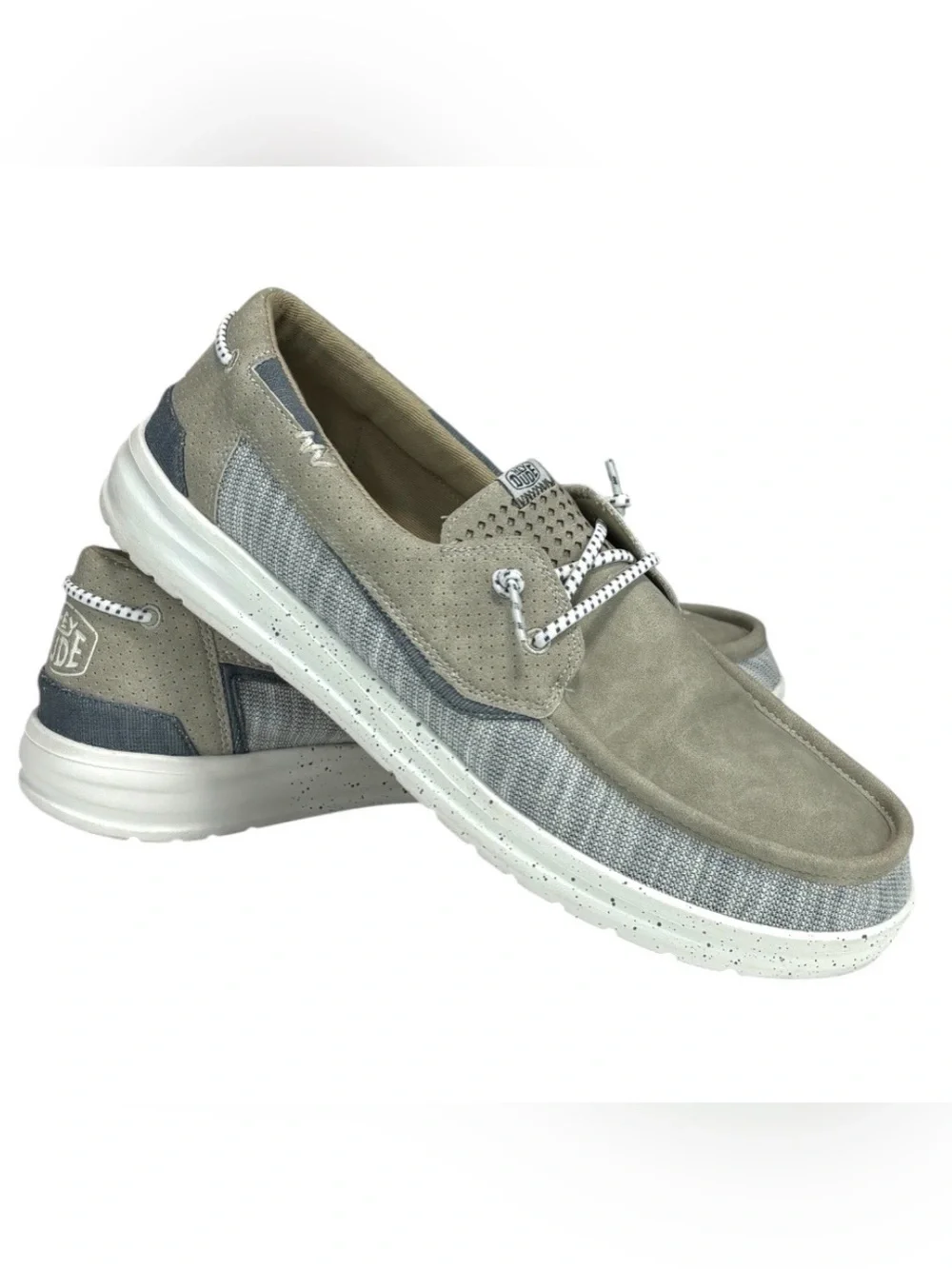 Hey Dude Welsh Grip Mix Oyster Men's Boat Shoes Canvas Oyster US 13 EU 46